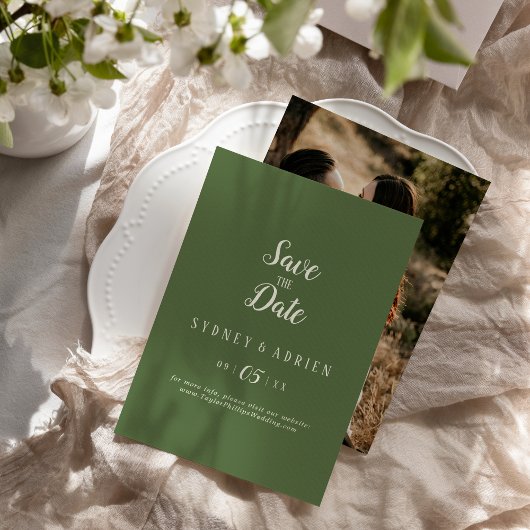 ミニマルシンプルリスト|ダークセージ写真日付を保存 セーブザデート