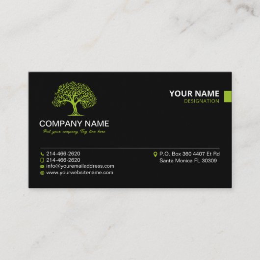 ミニマルシンプルリスト，プロフェッショナル，黒ユニーク, 名刺 (正面)