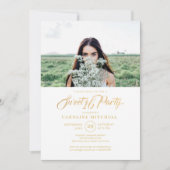 ミニマルシンプルリストSweet 16パーティー写真 招待状 (正面)