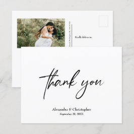 ミニマルシンプルリストThank You Scriptの結婚写真 ポストカード