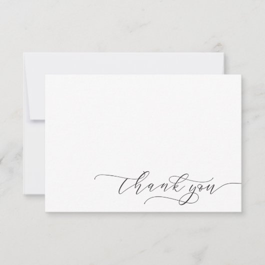 ミニマルシンプルリストThank You Script |黒 サンキューカード (正面)