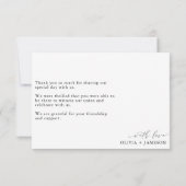 ミニマルシンプルリストThank You Script |黒 サンキューカード (裏面)