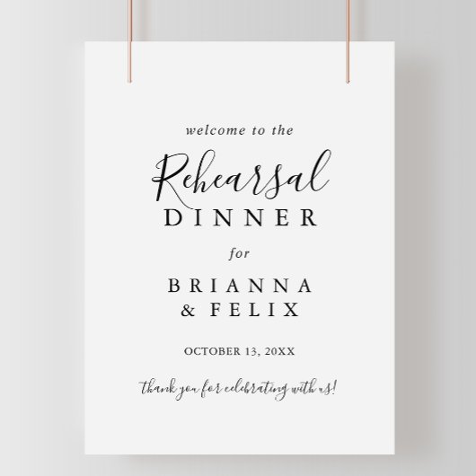 ミニマルシンプルリハーサルのディナーウェルカムサイン ポスター