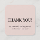 ミニマルシンプルロゴ赤面ピンク感謝していユー スクエア名刺 (正面)