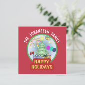 ミニマルシンプルヴィンテージレッドはっきりしたハッピーホリデー シーズンカード (スタンド正面)