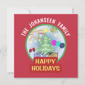 ミニマルシンプルヴィンテージレッドはっきりしたハッピーホリデー シーズンカード (正面)