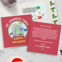 ミニマルシンプルヴィンテージレッドはっきりしたハッピーホリデー