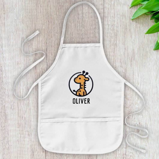 ミニマルシンプル主義かわいいキリン|過去記事 子供用エプロン