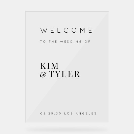 ミニマルシンプル主義のエレガントな結婚式の歓迎サイン アクリルサイン (正面)