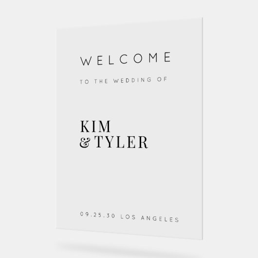 ミニマルシンプル主義のエレガントな結婚式の歓迎サイン アクリルサイン (傾斜)