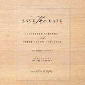 ミニマルシンプル主義のエレガントな結婚式は日付を保存 アクリル招待状 (正面)