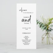 ミニマルシンプル主義のエレガントな結婚式 プログラム (スタンド正面)