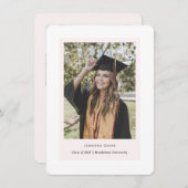 ミニマルシンプル主義のシック写真卒業 案内状 (正面/裏面)