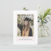 ミニマルシンプル主義のシック写真卒業 案内状 (スタンド正面)