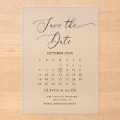 ミニマルシンプル主義のホワイトウェディング日付を保存 アクリル招待状 (正面)