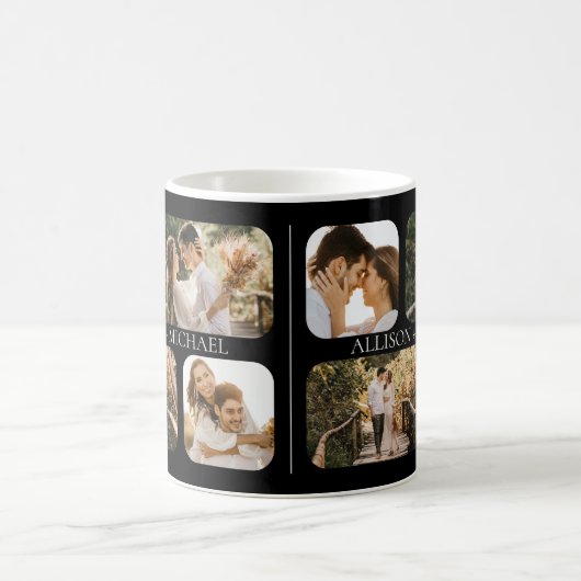 ミニマルシンプル主義のラウンドエッジ写真カップル名 コーヒーマグカップ (中央)