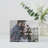 ミニマルシンプル主義の写真の結婚式は日付を保存 案内ポストカード (スタンド正面)