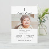 ミニマルシンプル主義の写真バプテスマ《キリスト教》洗礼式や命名式 招待状 (スタンド正面)