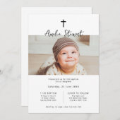 ミニマルシンプル主義の写真バプテスマ《キリスト教》洗礼式や命名式 招待状 (正面/裏面)