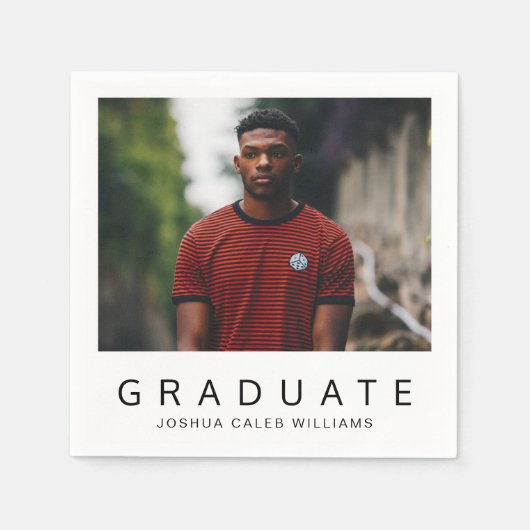 ミニマルシンプル主義の写真モダン卒業 スタンダードカクテルナプキン (正面)