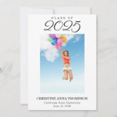 ミニマルシンプル主義の写真卒業発表 案内状 (正面)