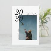 ミニマルシンプル主義の写真卒業 招待状 (スタンド正面)