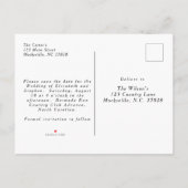 ミニマルシンプル主義の写真結婚式の日付を保存 案内ポストカード (裏面)