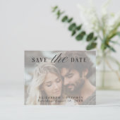 ミニマルシンプル主義の写真結婚式の日付を保存 案内ポストカード (スタンド正面)