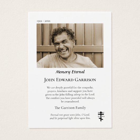 ミニマルシンプル主義の写真葬儀サンキューカード (正面)