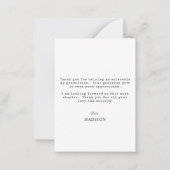 ミニマルシンプル主義の卒業写真ありがとう ノートカード (裏面)