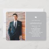 ミニマルシンプル主義の卒業写真卒業会 招待状 (裏面)