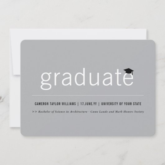 ミニマルシンプル主義の卒業写真卒業会 招待状 (正面)