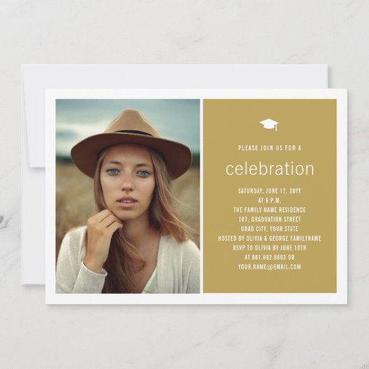 ミニマルシンプル主義の卒業写真卒業会 招待状 (裏面)