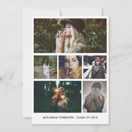 ミニマルシンプル主義の卒業生6枚写真 招待状