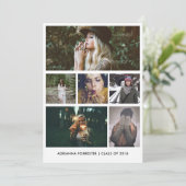 ミニマルシンプル主義の卒業生6枚写真 招待状 (スタンド正面)