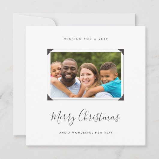 ミニマルシンプル主義の家族の写真メリークリスマス シーズンカード (正面)