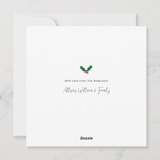 ミニマルシンプル主義の家族の写真メリークリスマス シーズンカード (裏面)