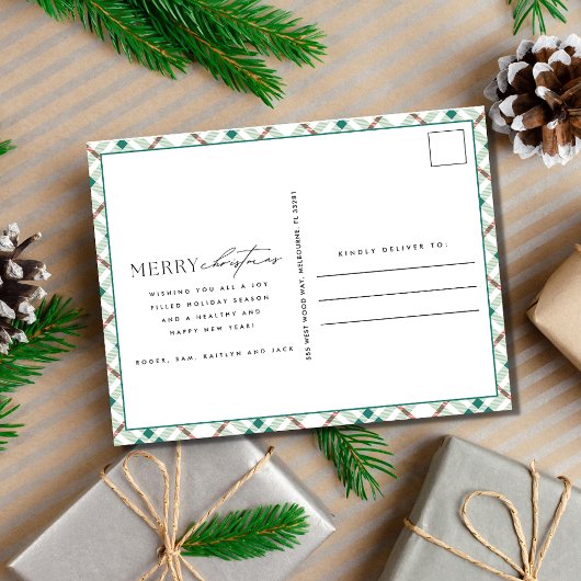 ミニマルシンプル主義の家族の写真メリークリスマス シーズンポストカード