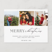 ミニマルシンプル主義の家族の写真メリークリスマス シーズンポストカード (正面)