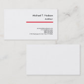 ミニマルシンプル主義の平人建築家レッドホワイト 名刺 (正面/裏面)