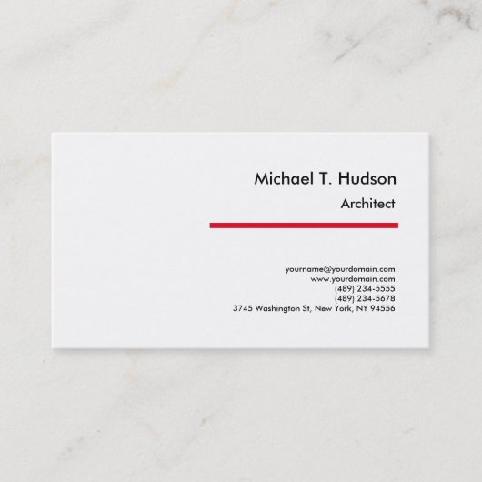 ミニマルシンプル主義の平人建築家レッドホワイト 名刺 (正面)