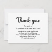 ミニマルシンプル主義の白黒の葬儀記念碑 サンキューカード (正面)