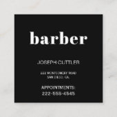 ミニマルシンプル主義の白黒理容師スタイリスト スクエア名刺 (裏面)