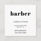 ミニマルシンプル主義の白黒理容師スタイリスト スクエア名刺 (正面)