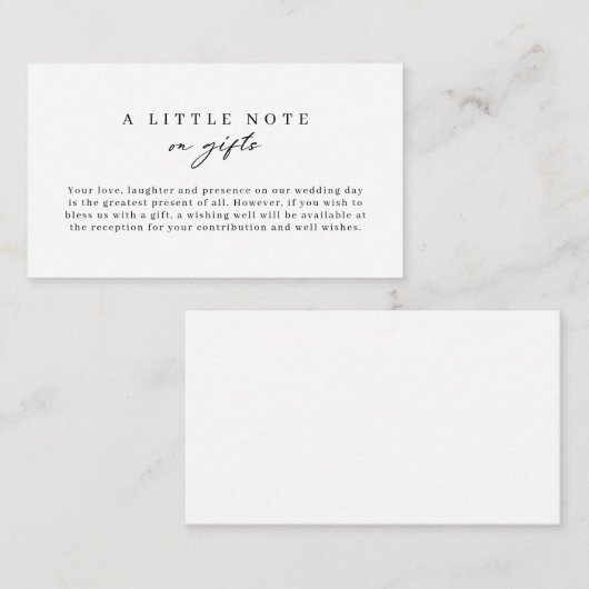 ミニマルシンプル主義の贈り物に対する注意 エンクロージャーカード (正面/裏面)