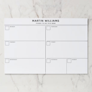 ミニマルシンプル主義の週次主催者 ペーパーパッド