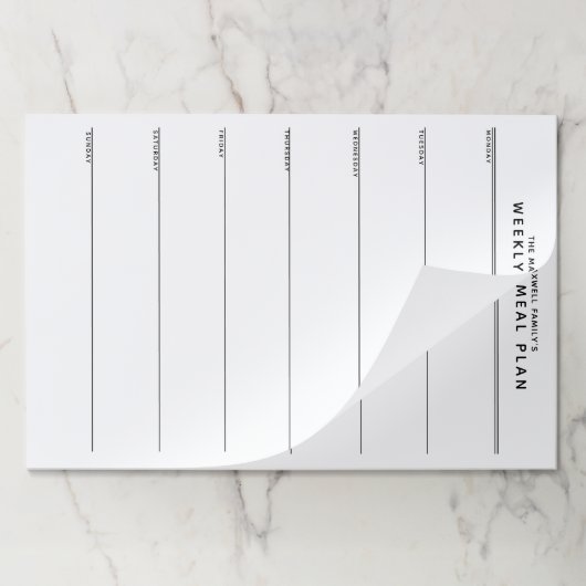 ミニマルシンプル主義の食事計画 ペーパーパッド (折り畳み)