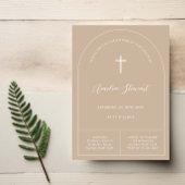 ミニマルシンプル主義アーチベージュバプテスマ《キリスト教》洗礼式や命名式 招待状