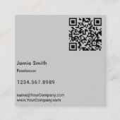 ミニマルシンプル主義オレンジドットイニシャルブラックグレー スクエア名刺 (正面)