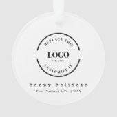 ミニマルシンプル主義ハッピーホリデーカスタムズのロゴ オーナメント (裏面)
